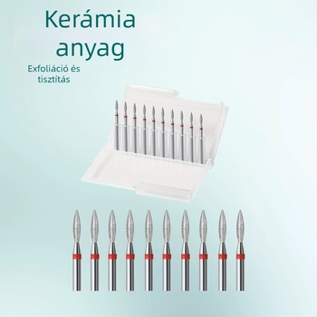 Gyémántos szemcsés körömcsiszolófej – 10 darabos készlet, orosz stílusú előkezelés