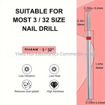 Gyémántos szemcsés körömcsiszolófej – 10 darabos készlet, orosz stílusú előkezelés