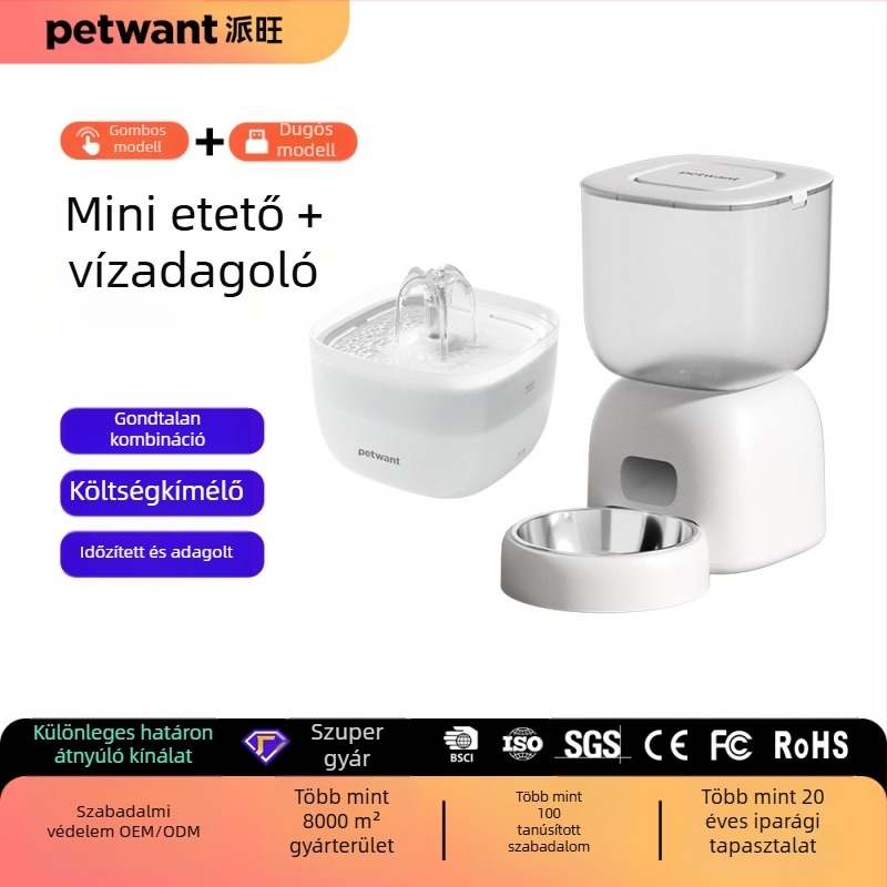 Intelligens állati etető- és itatókészlet macskáknak és kutyáknak