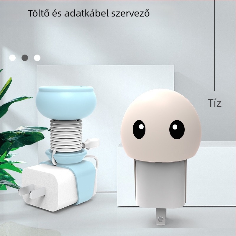 Szilikonból készült rajzfilm-stílusú kábelrendező töltőkhez