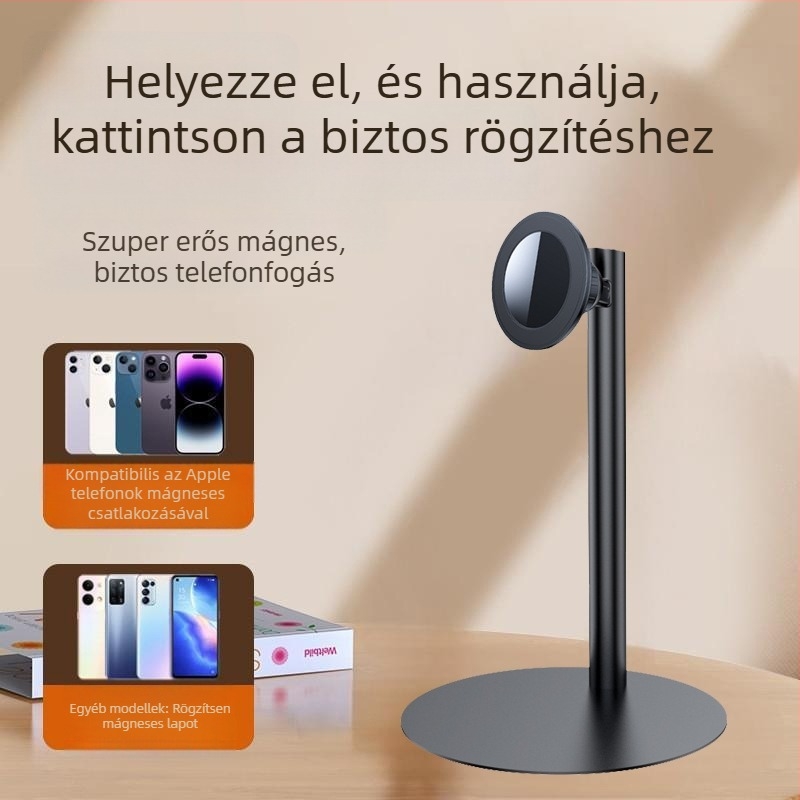 Asztali telefon tartó – mágneses; MagSafe kompatibilis; vasból készült; univerzális