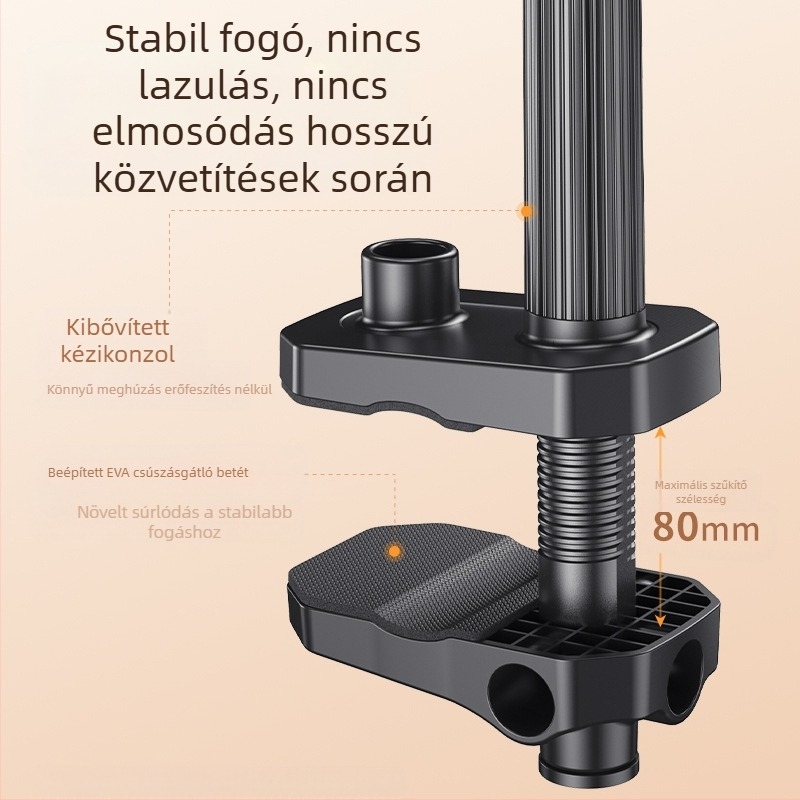 LED világítással ellátott fölötti telefonállvány asztali élő közvetítéshez és videófelvételhez ételekről és ékszerekről; univerzális okostelefonokhoz; modell F1a; alumíniumötvözet
