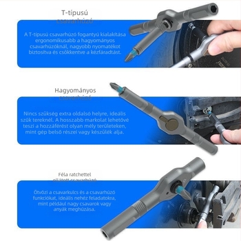 24-1 Ratchet csavarhúzó készlet háztartási használatra, S2 eszköz acél bites, mágneses és izolált, Cross/Slotted/Torx/Hex