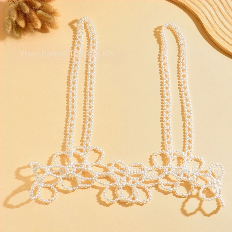 Kézzel szőtt vállpánt, derék kiegészítő és üreges virág alakú gyöngyök (2025 tavasz)