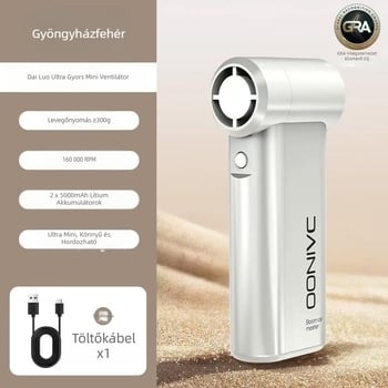 Kézben tartható turbina ventillátor F18 beépített 4000mAh akkumulátorral, 4 sebességfokozat, forgó penge porfújáshoz, zaj ≥71dB