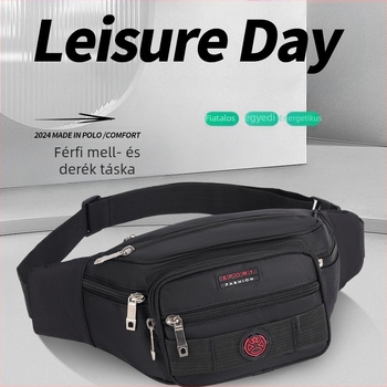 Férfi derékpántos táska Oxford anyagból, szabadidős utazási stílus, bővítő funkció, poliészter bélés