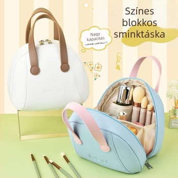 Sminktáska PU-ból, kubusformájú, utazáshoz, rekeszekkel a kozmetikumoknak