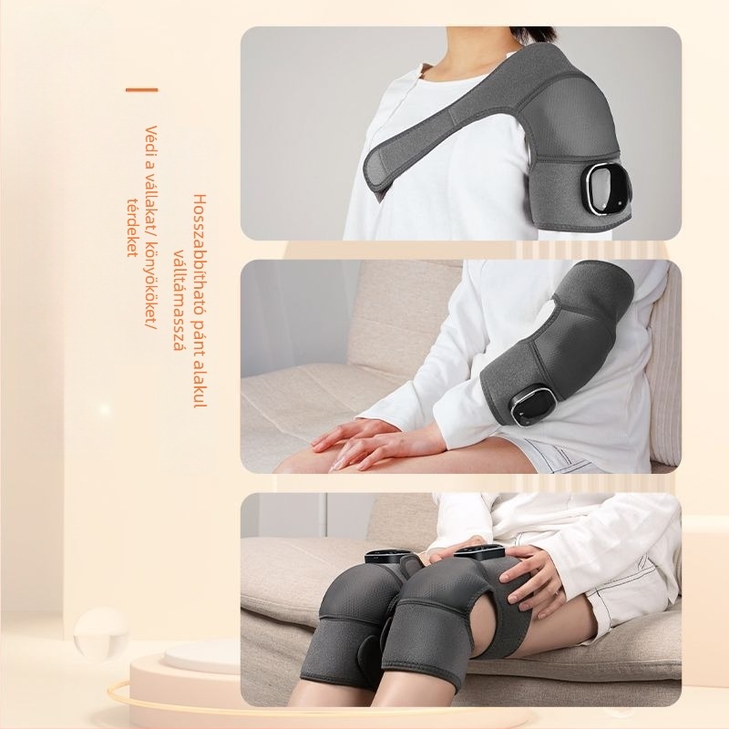 Grafénmelegítő térdmasszírozó, vezeték nélküli vezérlés, 5V tápegység, 45–65°C, 450 g, 3 üzemmód, intelligens hőmérséklet-szabályozás