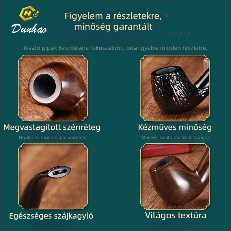 Kézzel készített ebenfa pipa görbült szájrésszel, márka Canglan, kód Ebony 508 – fa erezet