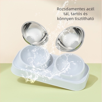 Műanyag macska dupla tál — eszközök etetéshez kisállatok, márka Wangxing Street