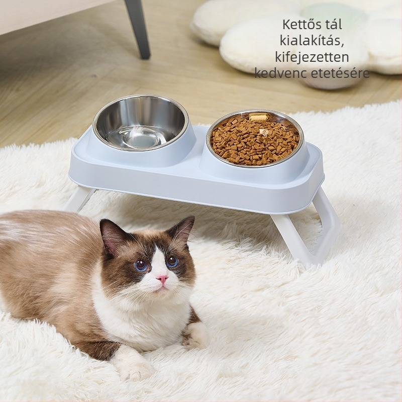 Műanyag macska dupla tál — eszközök etetéshez kisállatok, márka Wangxing Street
