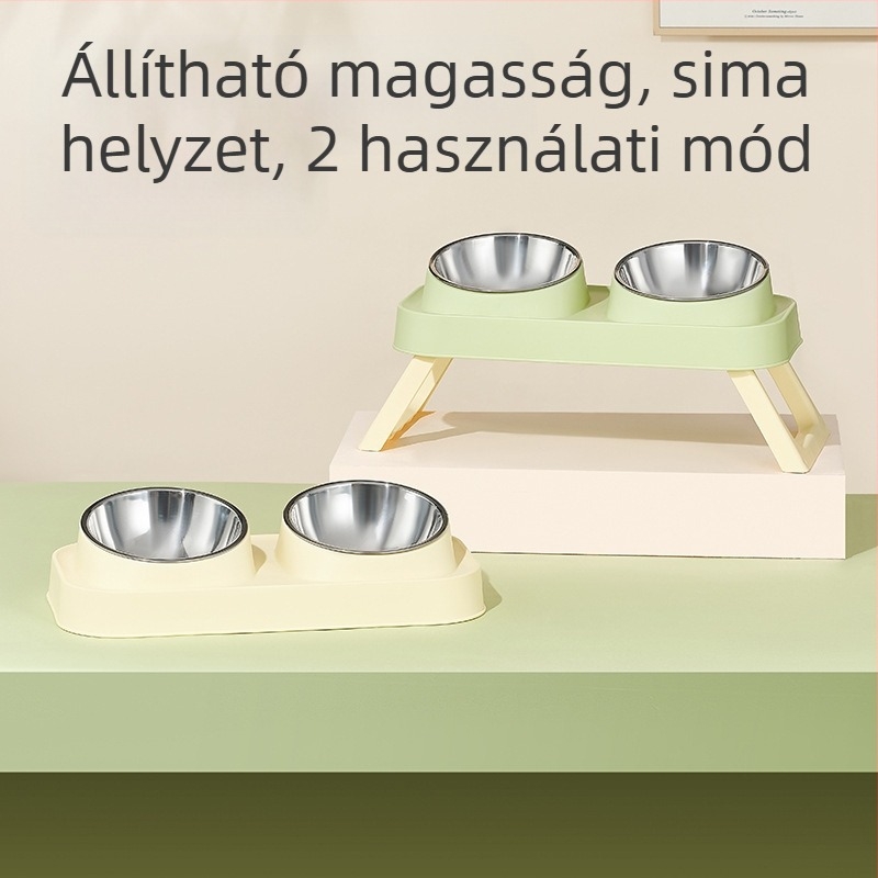 Műanyag macska dupla tál — eszközök etetéshez kisállatok, márka Wangxing Street
