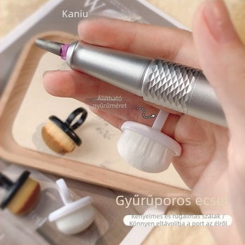 Körömpor tisztító készlet – előre gyűrűs porecset, hátsó szélső porecset, finom puha sörtéjű ecset, ujzár típusú fej, köröm tisztító eszköz