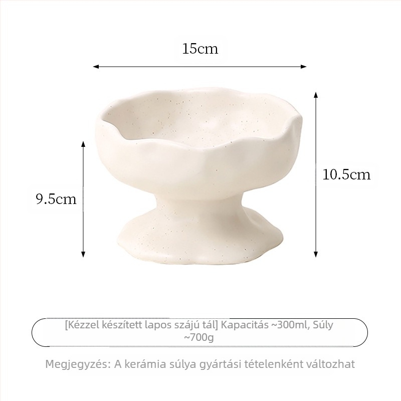 Macska kerámia etetőtál magas talppal, anti-tip, nyaki védelem és lassú etetés, texturált glazúrral