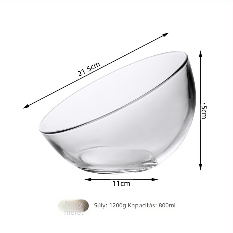 Macska etető tál — üveg, kiöntésmentes, ferde nyílású, modell #2235