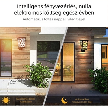 Napelemes LED lámpa kertbe láng alakban – Modell N260, IP55, DC5V 1W napelemes panel, 6-12 órás üzemidő, Kapcsoló: kézi + fényérzékelő