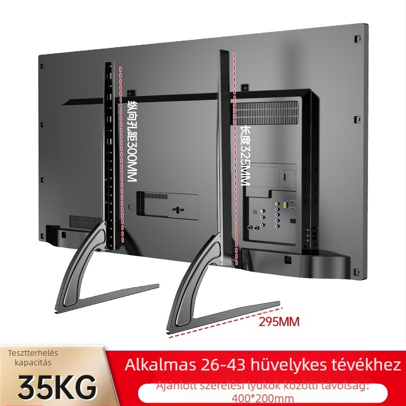 TV‑alap magasságító – univerzális fúrás nélküli LCD kijelző asztali tartó KT06, acél kivitel, kompatibilis okostévékhez