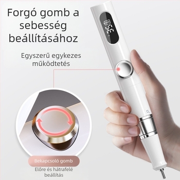 Köröm polírozó TMS-025 | Műanyag ház, 136 g tömeg, Tartozékok: főegység, csiszolófej, töltőkábel, felhasználói útmutató