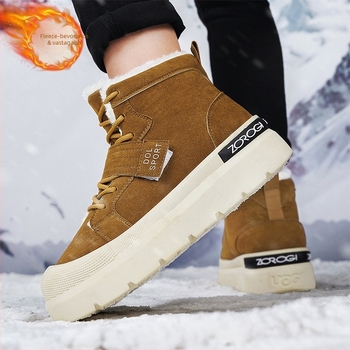 Férfi téli Martin csizmák fleece béléssel — PU felső rész, gumírozott talp, szár magassága 3–7 cm, EVA belső talp, Slip-On / Pull-On zárás