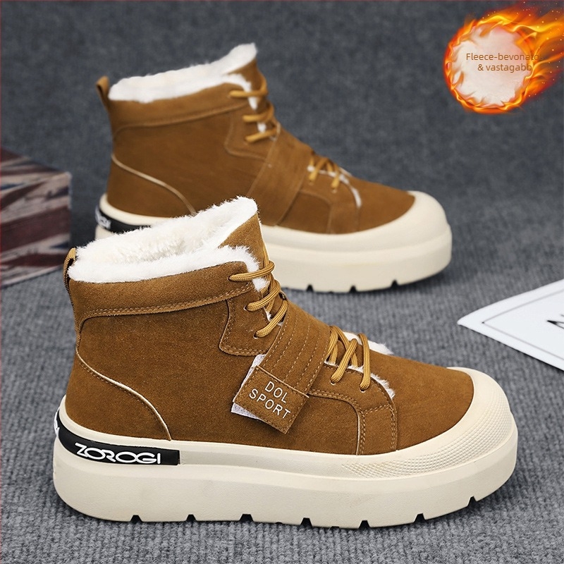 Férfi téli Martin csizmák fleece béléssel — PU felső rész, gumírozott talp, szár magassága 3–7 cm, EVA belső talp, Slip-On / Pull-On zárás