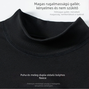Férfi hosszú ujjú alsó rétegű felső, félmagas gallérral, Poliészter és fleece bélés, vastagság 201-250 g/m²