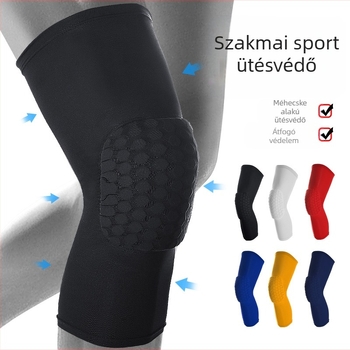Légáteresztő térdvédő poliészterből, csúszásmentes patella védelemmel, kosárlabdázáshoz és kerékpározáshoz