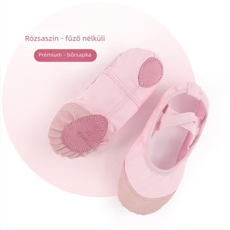 Tánc cipő - bőr talp, felső rész: vászon, Balett és modern tánc, Gyerekeknek (Lányok), Egyensúly