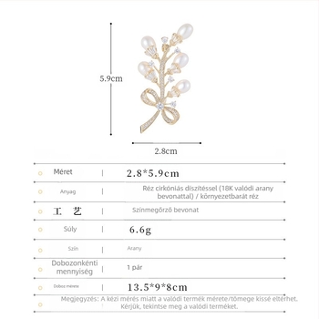 Réz virág broš – Liyu Accessories, elektroplatált, női könnyed luxus stílus