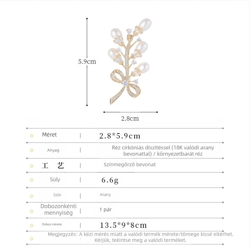 Réz virág broš – Liyu Accessories, elektroplatált, női könnyed luxus stílus