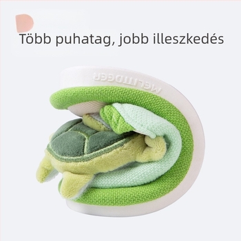 Gyerekeknek szóló textil papucs (1–6 év), Cartoon mintával, Felső rész: kötött légáteresztő anyag, Talp: PVC, Deer Milly