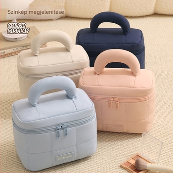 Sminkes táska, hordozható kocka alakú dizájn, poliészter anyag, többfunkciós, utazási és kozmetikai tárolásra