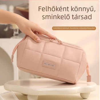 Sminkzsák nagy kapacitású, utazáshoz hordozható, kocka formájú, modern minimalista stílus (Anyag: poliészter; Forma: kocka; Funkció: többfunkciós; Alkalmazási terület: utazás; Stílus: modern minimalizmus)