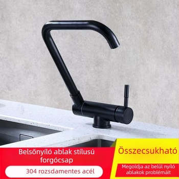 Konyhai mosogatócsaptelep rozsdamentes acélból, modell 7875, függőleges felszerelés, kerámiapatronos szelep