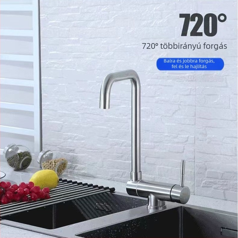 Konyhai mosogatócsaptelep rozsdamentes acélból, modell 7875, függőleges felszerelés, kerámiapatronos szelep