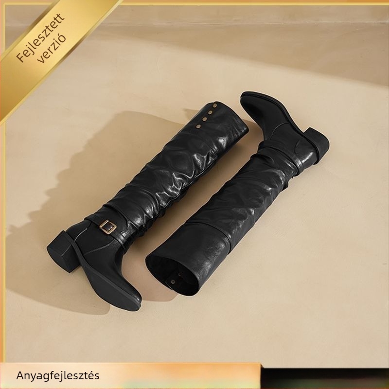 Lovas csizma kerek orrú, PU felsőrész, TPR talp, magas szár, slip-on