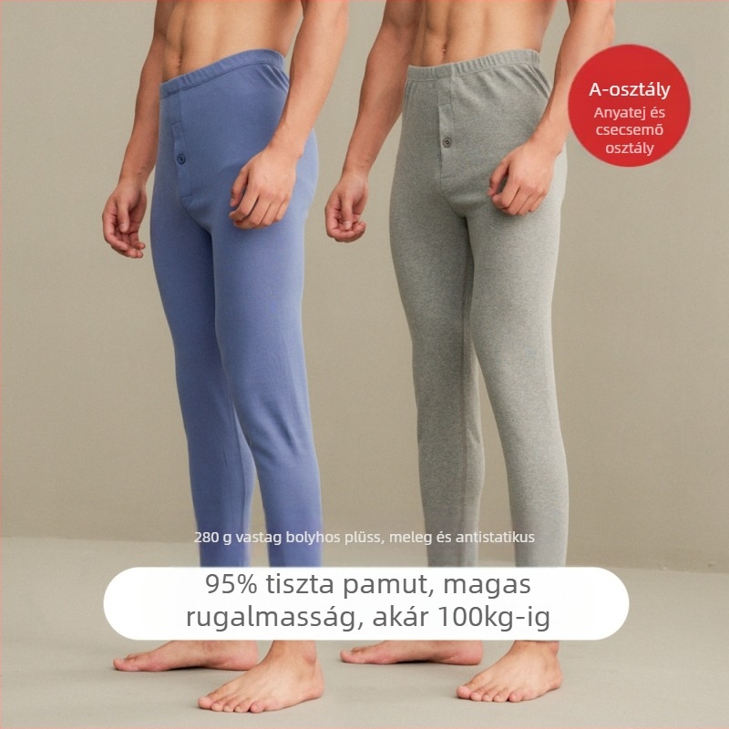 Férfi pamut melegítő alsó, 251–300 g/m², antibakteriális, anti-pilling, karcsú szabású, hosszú nadrág