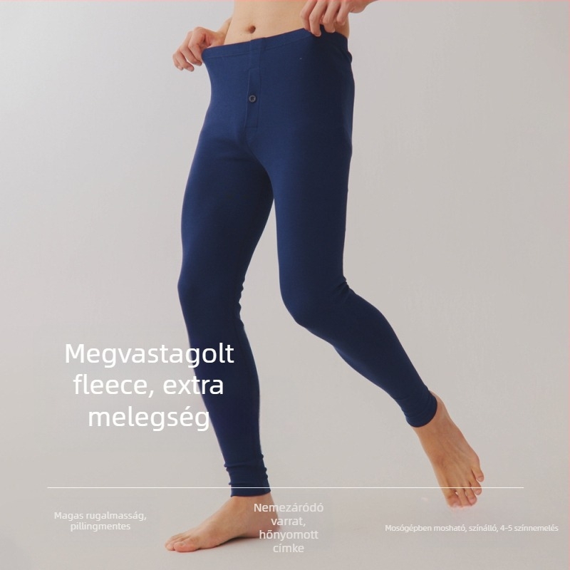 Férfi pamut melegítő alsó, 251–300 g/m², antibakteriális, anti-pilling, karcsú szabású, hosszú nadrág