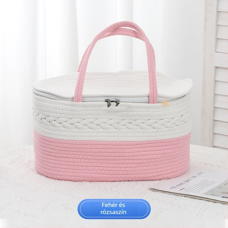 Pamutkötélből készült tárolókosár – hordozható, modell: pamutkötélből készült hordozható tárolókosár, stílus: modern egyszerű