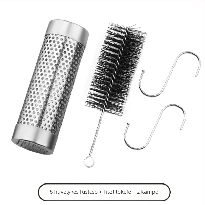 Rozsdamentes acél füstölőcső barbecue-hoz | Modern minimalist design | GF márka | Logóval testreszabható