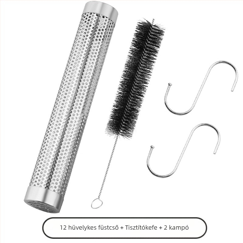 Rozsdamentes acél füstölőcső barbecue-hoz | Modern minimalist design | GF márka | Logóval testreszabható