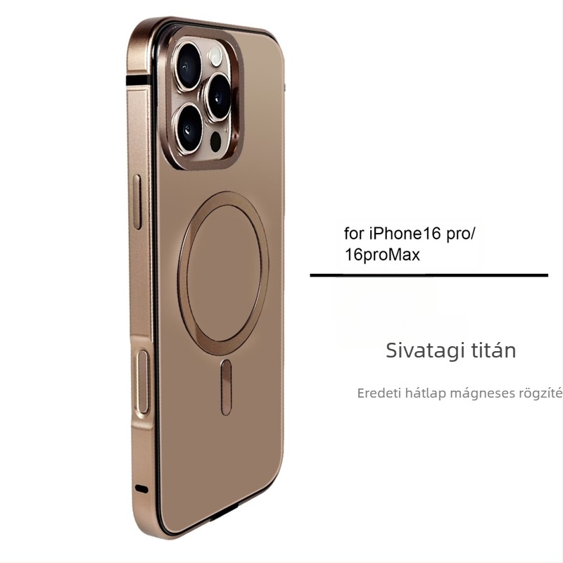 Fémes mágneses telefontok iPhone-hoz — kemény tokkal, minimalist stílus, hátlap forrópréselt, ütésálló