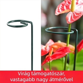 Vas virág-támasz egyetlen rúddal, kültéri kerthez, vasból készült, alkalmas futó rózsák és hortenzia számára