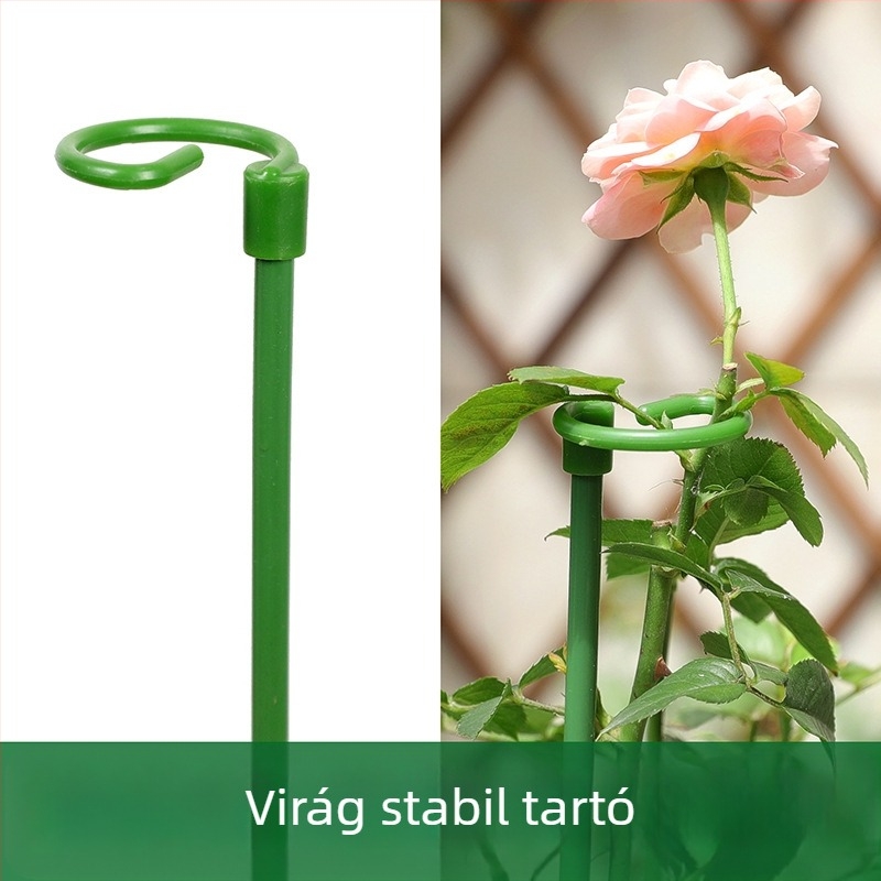 Vas virág-támasz egyetlen rúddal, kültéri kerthez, vasból készült, alkalmas futó rózsák és hortenzia számára