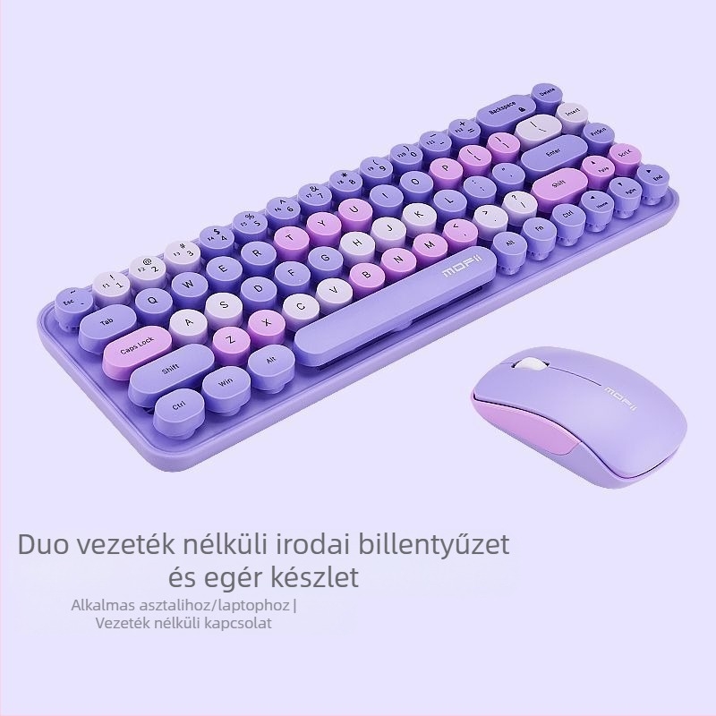 Nyúl témájú vezeték nélküli billentyűzet és egér szett, USB billentyűzet és USB egér, optikai 2000 DPI szenzor, ergonomikus kialakítás