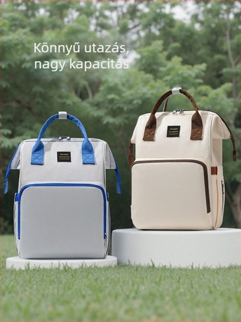 Nylon anyagú pelenkás hátizsák, nagy kapacitás, városi minimalista stílus, vízálló és szigetelt, dupla vállpántok