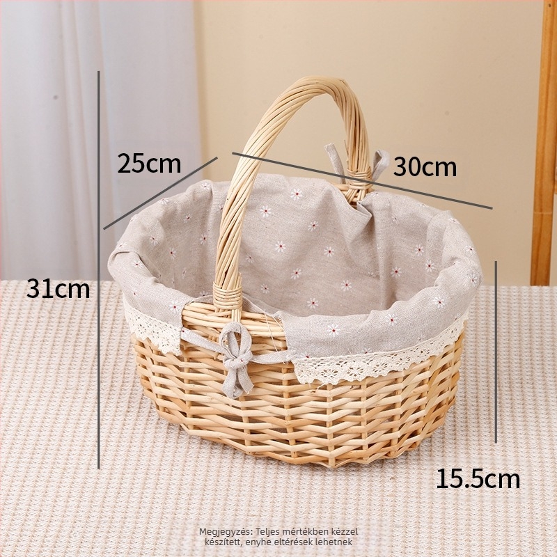 Fűzfa sodrott kosár tojásokhoz és gyümölcsökhöz, kézzel készített, testreszabható, karton csomagolás