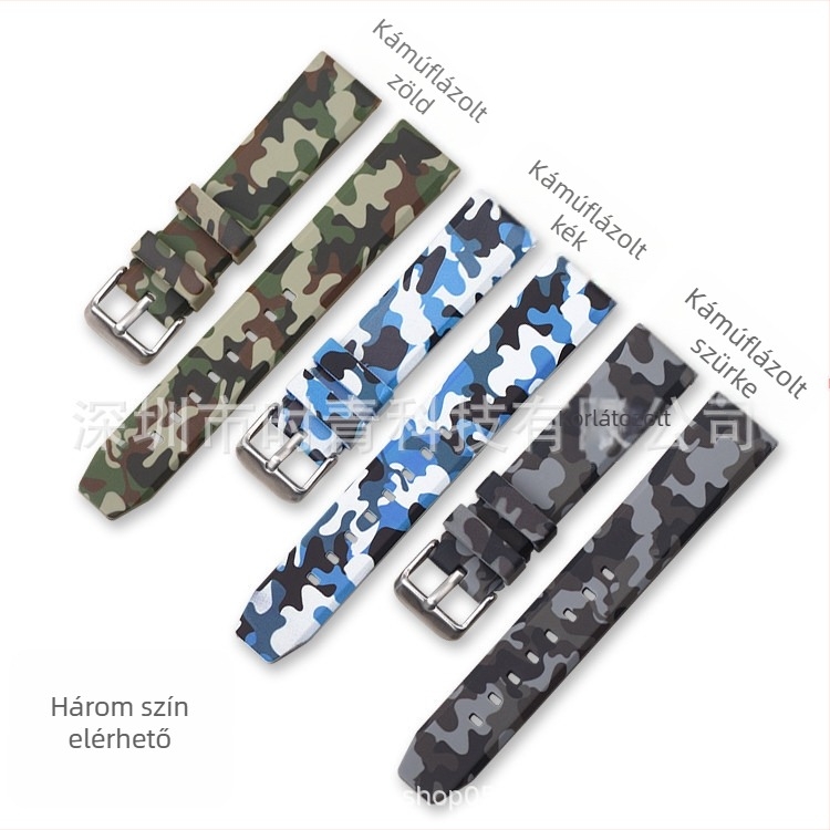 Kamuflált szilikon óraszíj Samsung S3-hoz — gyors kioldás, lapos vég kialakítás MC1