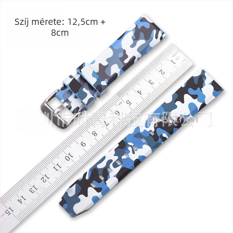 Kamuflált szilikon óraszíj Samsung S3-hoz — gyors kioldás, lapos vég kialakítás MC1