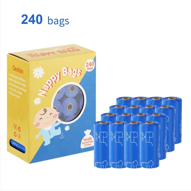 Egyszer használatos baba pelus hulladék zacskók – gördíthető típus, HDPE, normál vastagság, cikkszám 56, kizárólagos export