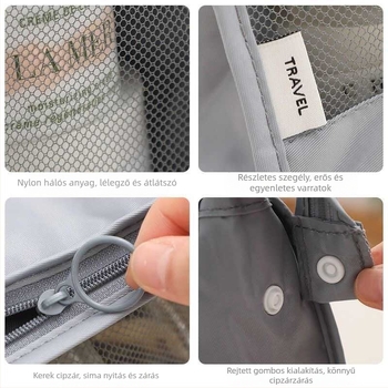 Utazási kozmetikai táska — nylon anyag, egyszerű modern dizájn, kozmetikai tárolás, utazáshoz ideális